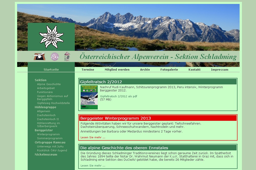 Screenshot alpenverein-schladming.at